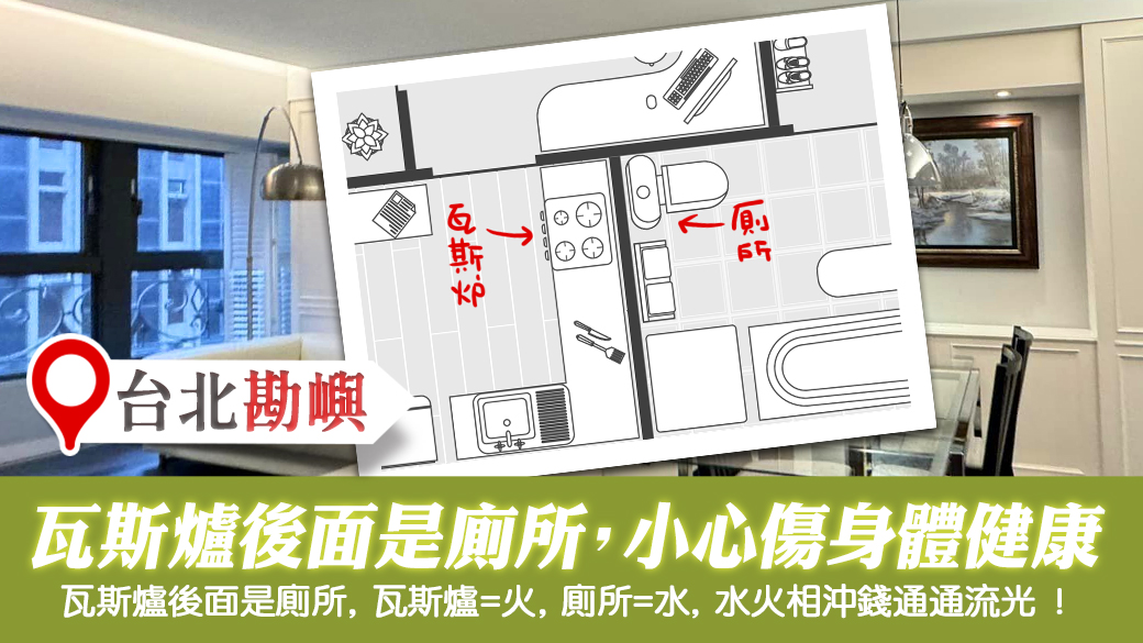 台北-瓦斯爐後面是廁所會傷健康---張定瑋老師風水勘嶼