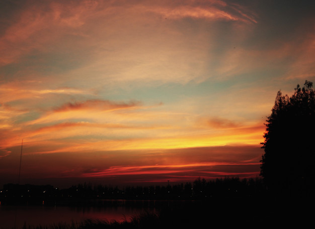 Beautiful Twilight Sunset Evening Landscape